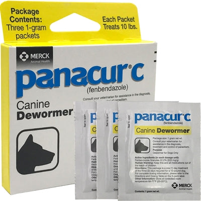 Panacur C Canine Dewormer 3 x 1-gram packets Fenbendazole 22.2%