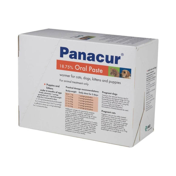 P A N A C U R Wormer Oral Paste 10 5g Syringe For Dogs, Cats, Kittens, Puppies